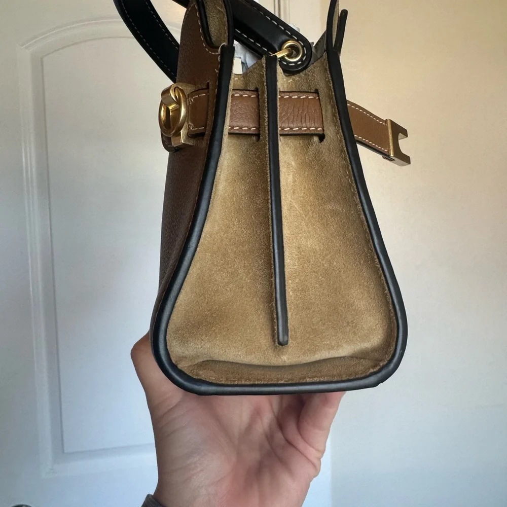 Tory Burch Brown/Black Leather Bag Lee Radiwitz Petite with Gold Hardware - Picture 5 of 16